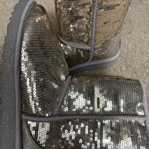 Sequin Boots with Gray Soles